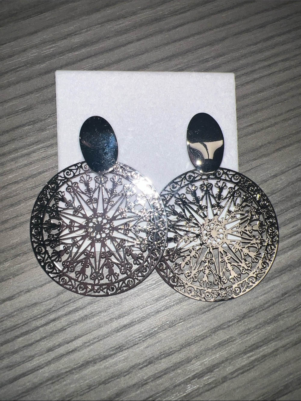 Intricate Silver Filigree Circle Drop Earrings for Women